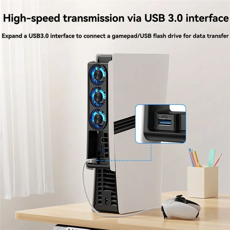 -A95Z Охлаждающий вентилятор для PS5 Pro, интеллектуальный контроль температуры, малошумный вентилятор для PS5 Pro Disc и Digital Edition