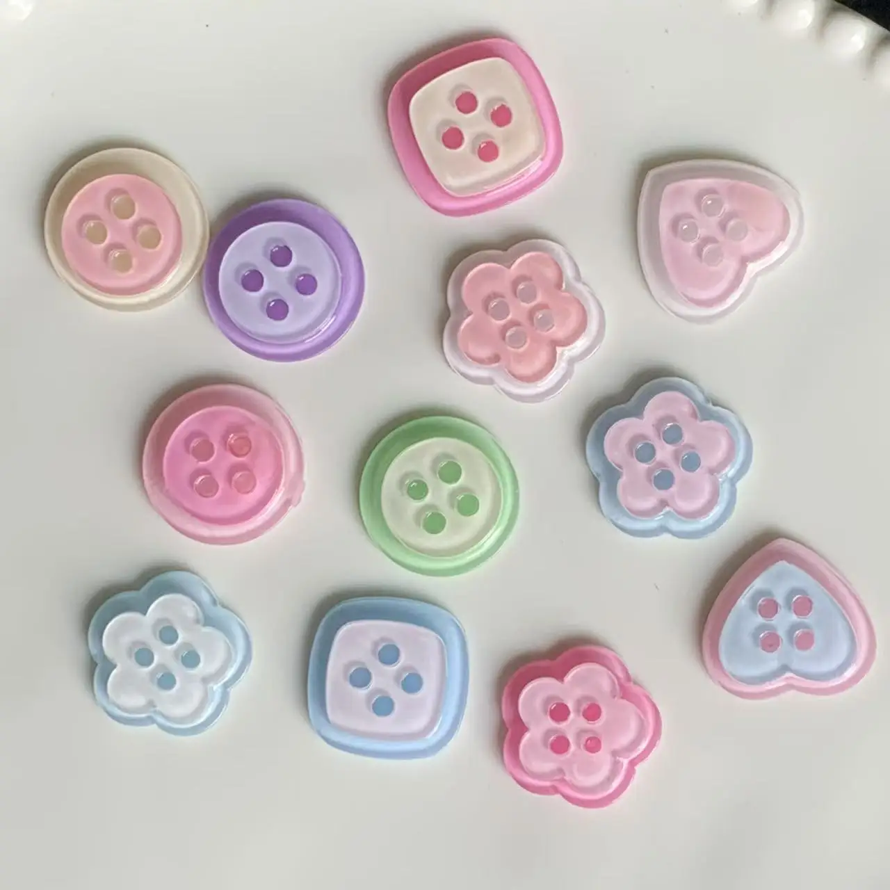 DIY Fresh Heart & Flower Buttons Accessories Cream Glue Decoration for Hair Clips Phone Case Crocs Charms Flower Girl Supplies