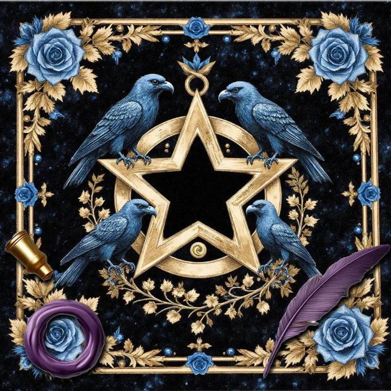 Vikama Gothic Crow Pentagram Tarot Altar Cloth Velvet Ritual Tablecloth Witchcraft Astrology Mat Spiritual Healing Meditation