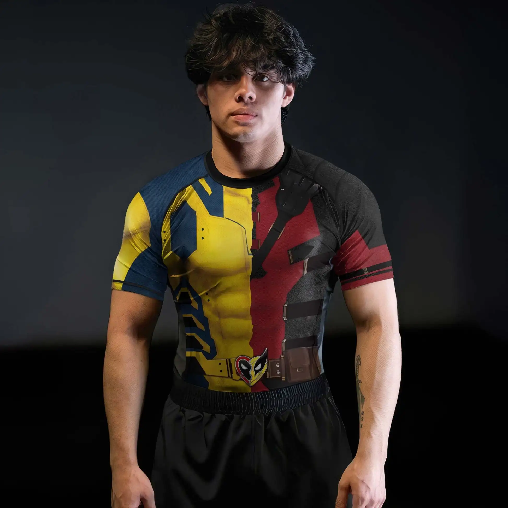 

Новая летняя футболка Marvel Wolverine Deadpool MMA Jujutsu с коротким рукавом для тренировок, семейная, свободного кроя, для детей, для бега и спорта