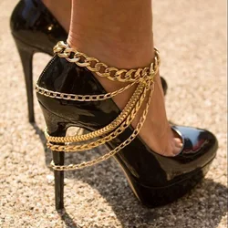 Punk Multi-layer Retro Style Hollow Out Alloy Ankle Chain Hip Hop High Heels Women's Jewelry