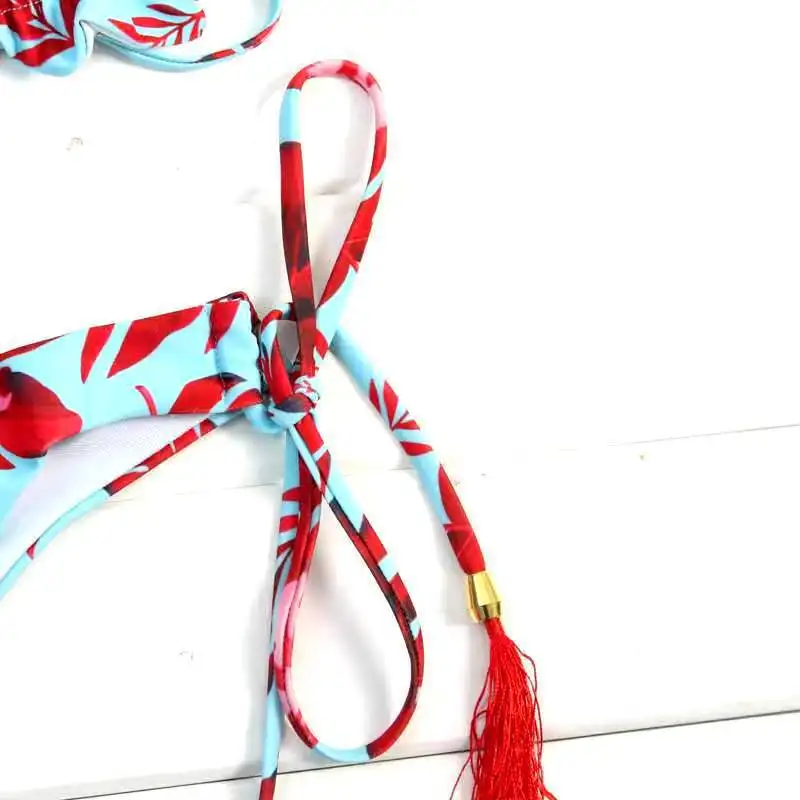 2024 Balsycheng Hot red element explosions tassel strap neck strap bikini