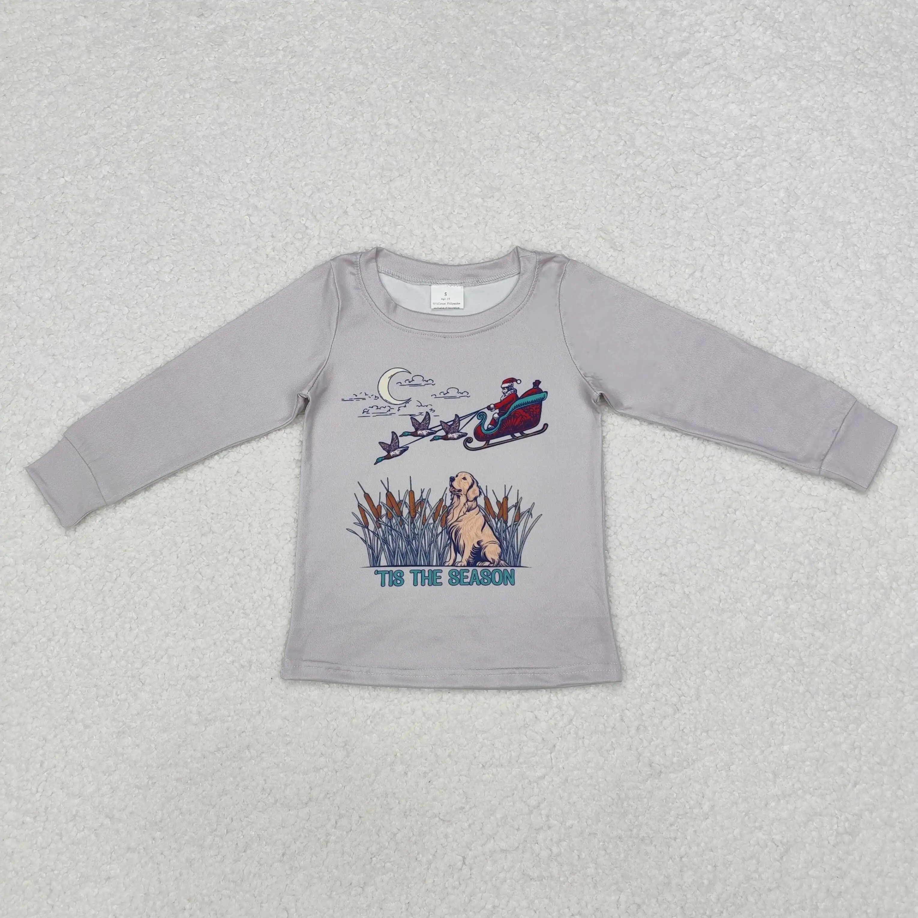 

NEW RTS Infant Boys Christmas Long Sleeve Tops Wholesale Santa Claus Pattern Holiday Wholesale Boutique Shirts