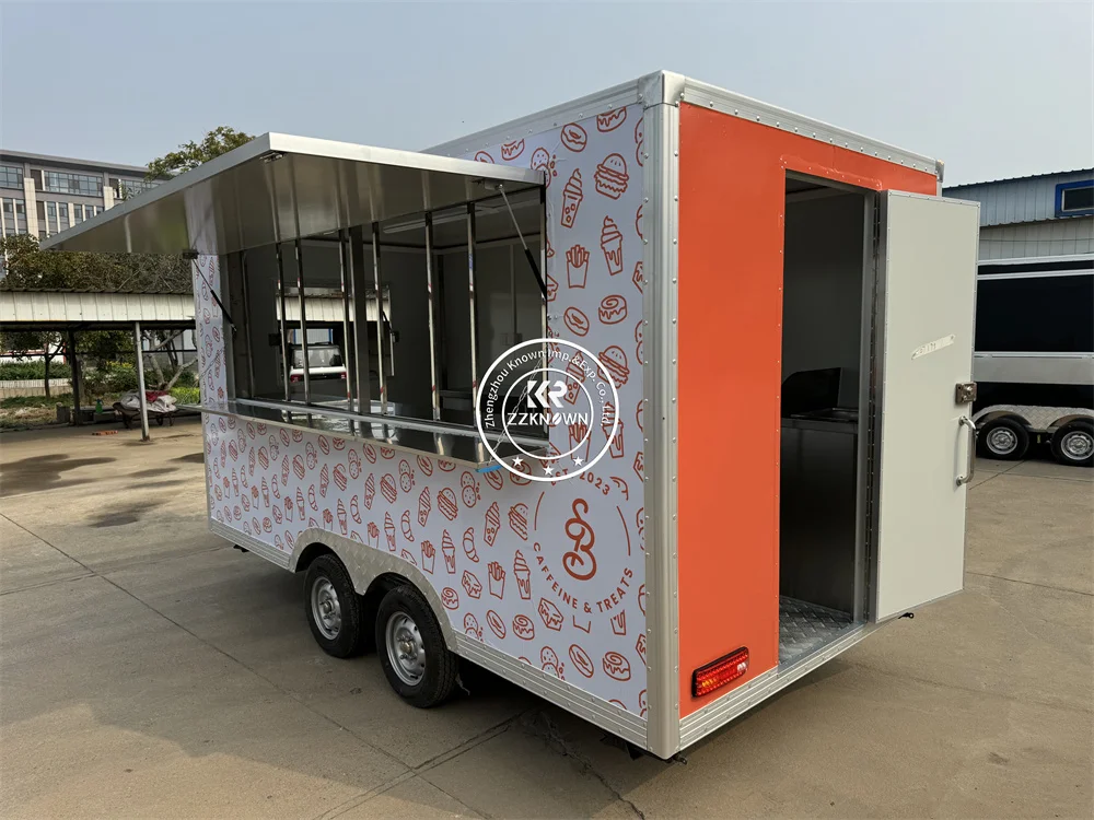 Camión de comida móvil, carrito para perritos calientes, remolque de Catering callejero, quiosco de cafetería, cocina móvil, remolque de comida rápida, carrito de helado