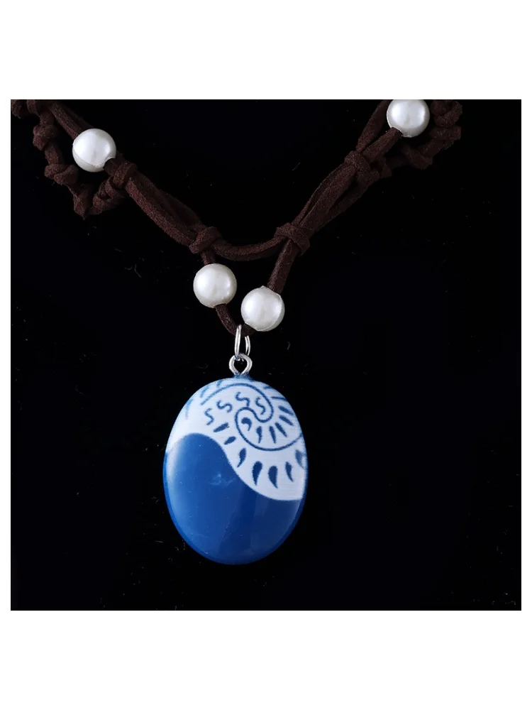 Collier de princesse Moana, film d'animation, 1 pièce, collier en corde de cuir tressé fait à la main pour femmes et filles, accessoires de bijoux