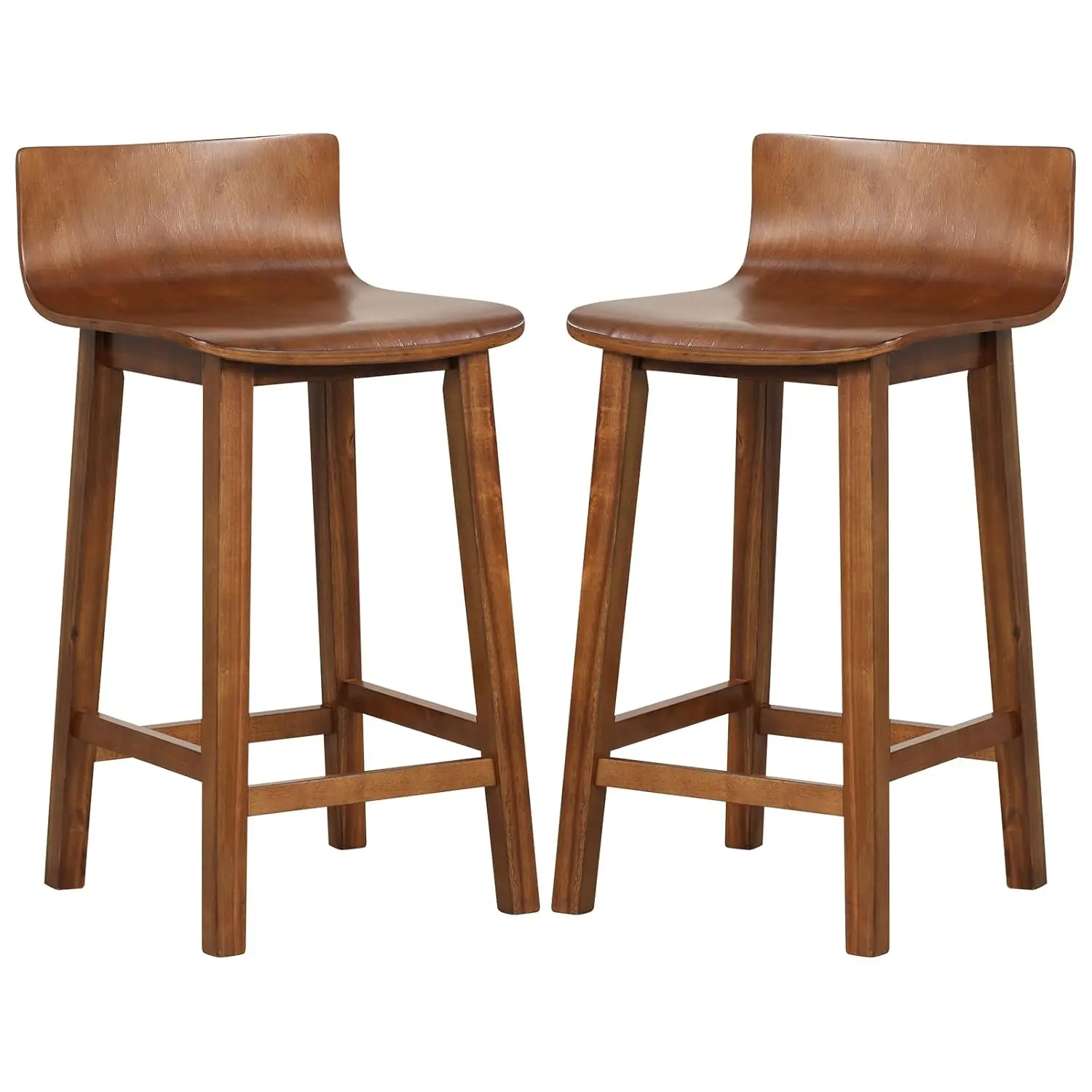 

Барные стулья из цельного дерева, высота стойки 24,5 дюйма, низкая спинка, подставка для ног, без подлокотников, кухонный остров, столовая, кафе, коричневый, по индивидуальному заказу