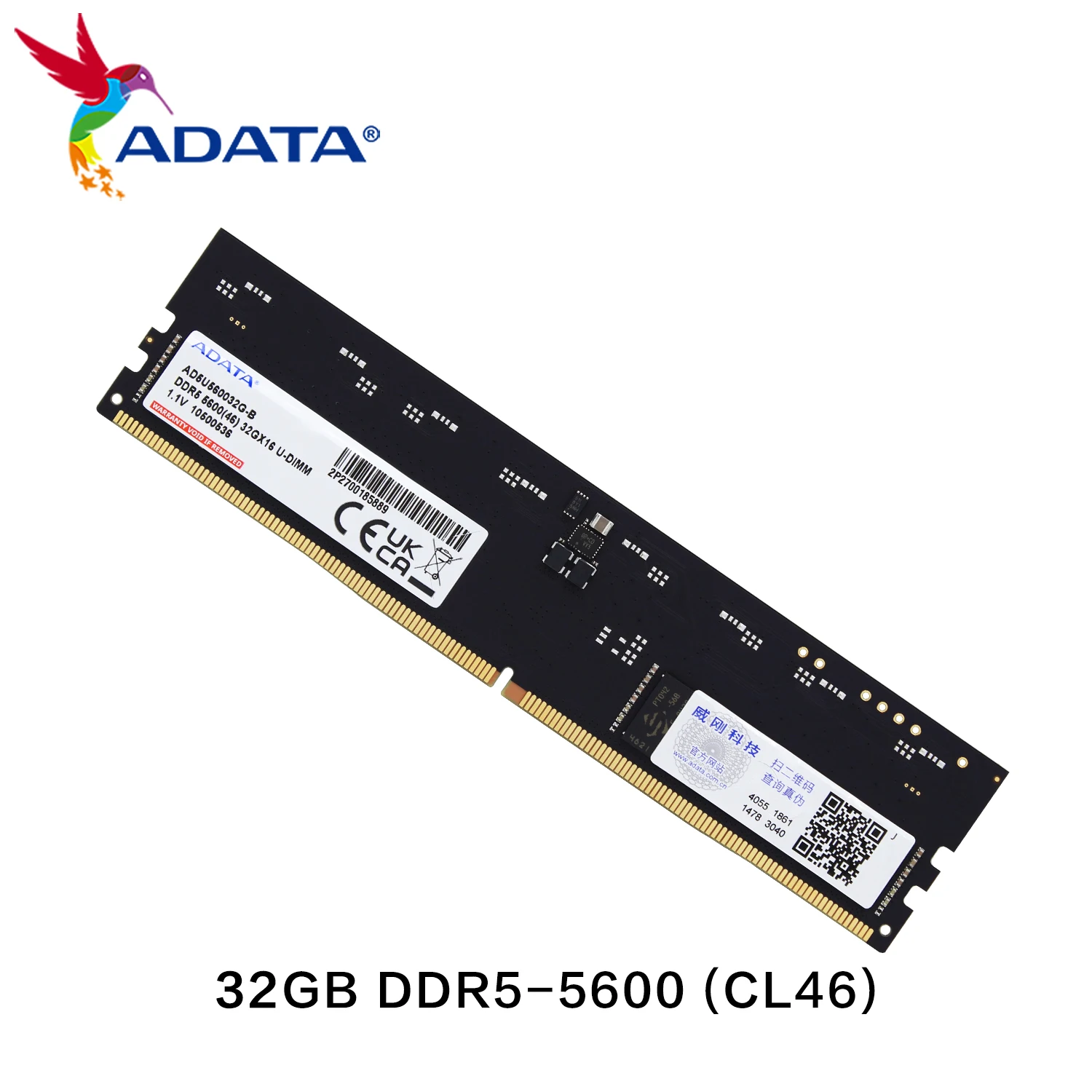 ADATA DDR5 U-DIMM Memory Module On-die ECC 5600MHz 32G CL46 