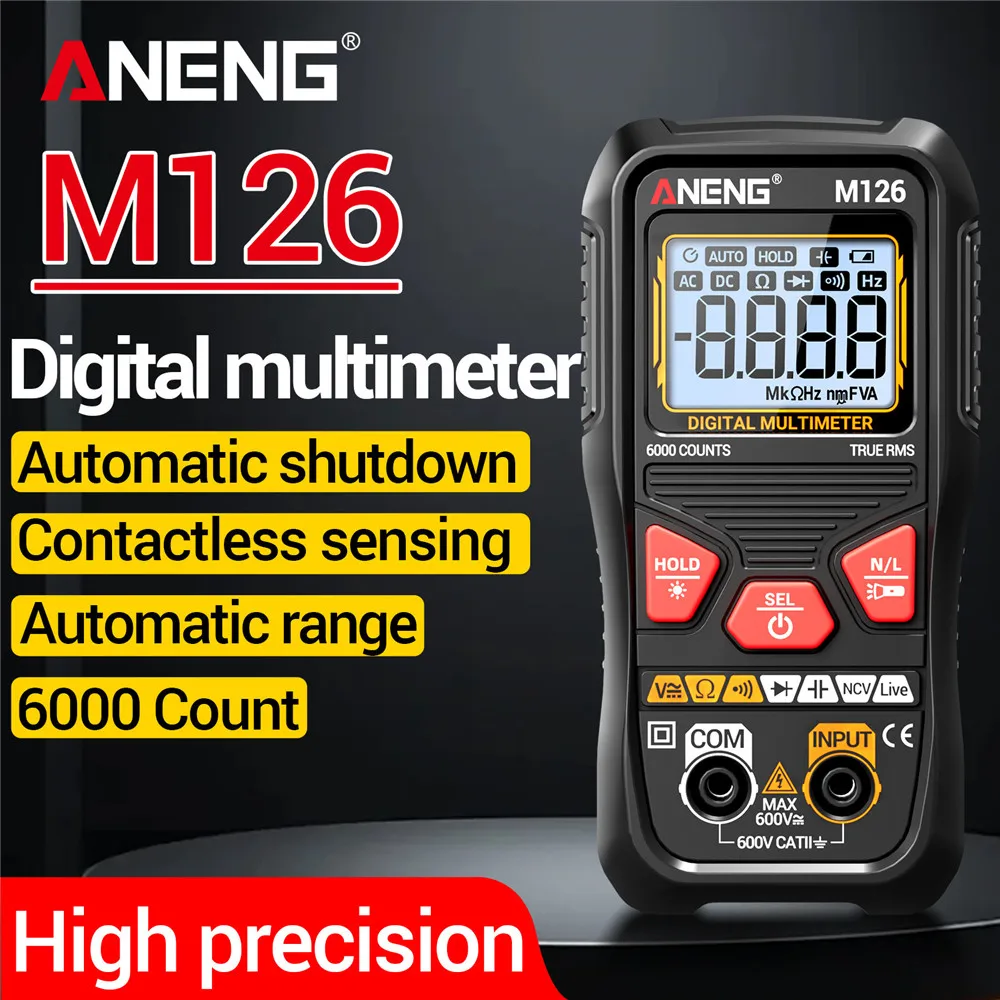 

ANENG M126 Smart Multimeter AC Voltage Test Double Operation 40M Ohm Capacitor Capacity NCV Sensing Tester Diode Detect Tools