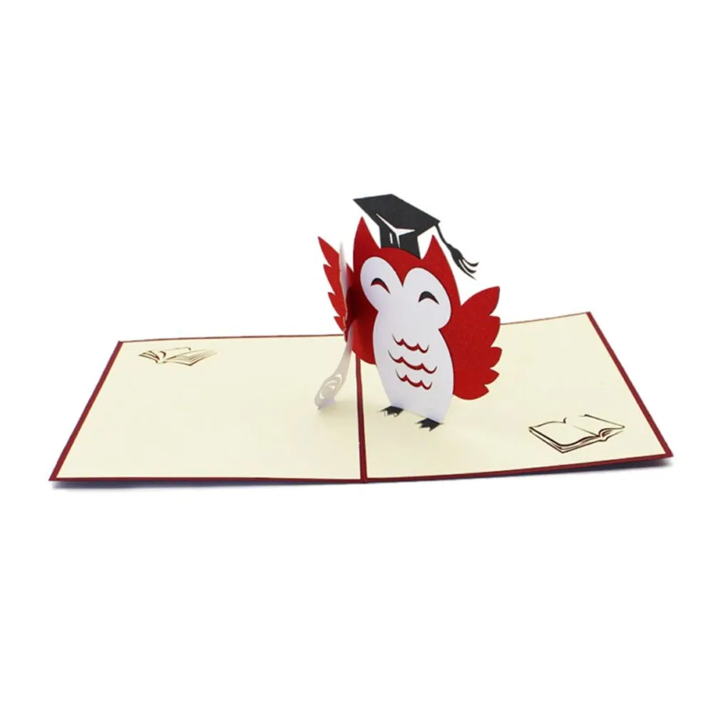 

Creative 3D Doctoral Hat Greeting Card Graduation Gift Invitation Writing Wishes Classroom Teacher Cards 3D Up Graduation Party