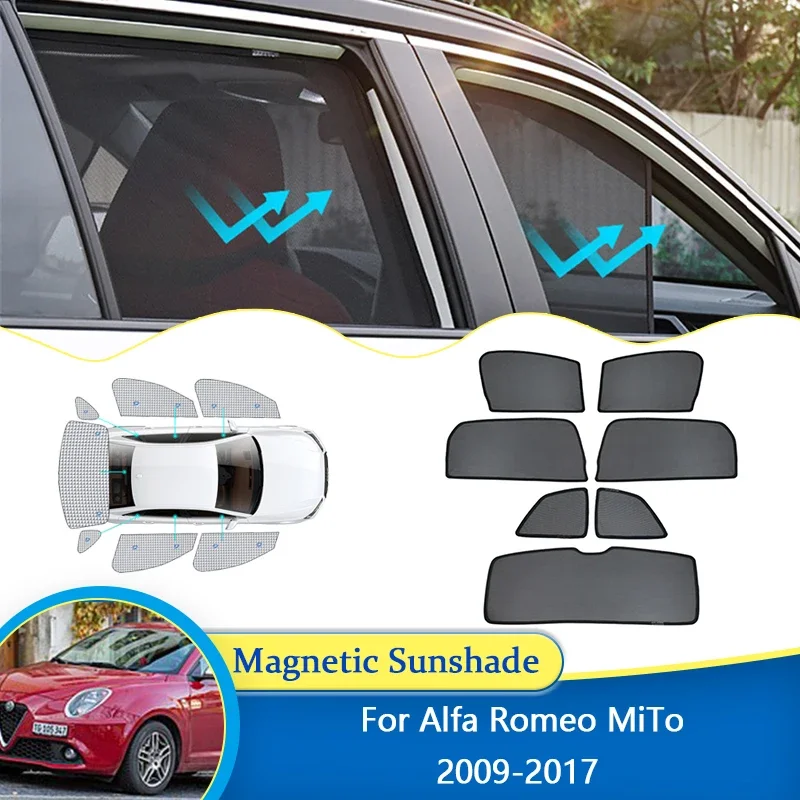 For Alfa Romeo MiTo 955 2009 2010 2011 2012 2013 2014 2015 2016 2017 UV Protection Sunshade Magnetic Sun Curtain Car Accessories