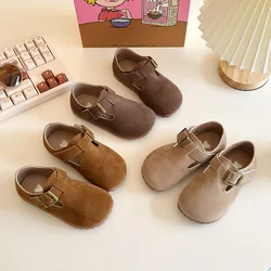 2025 Spring and Autumn Children's Birkenstock-Style Shoes New Leather Loafers for Girls and Boys Baby Moccasins with Soft Soles