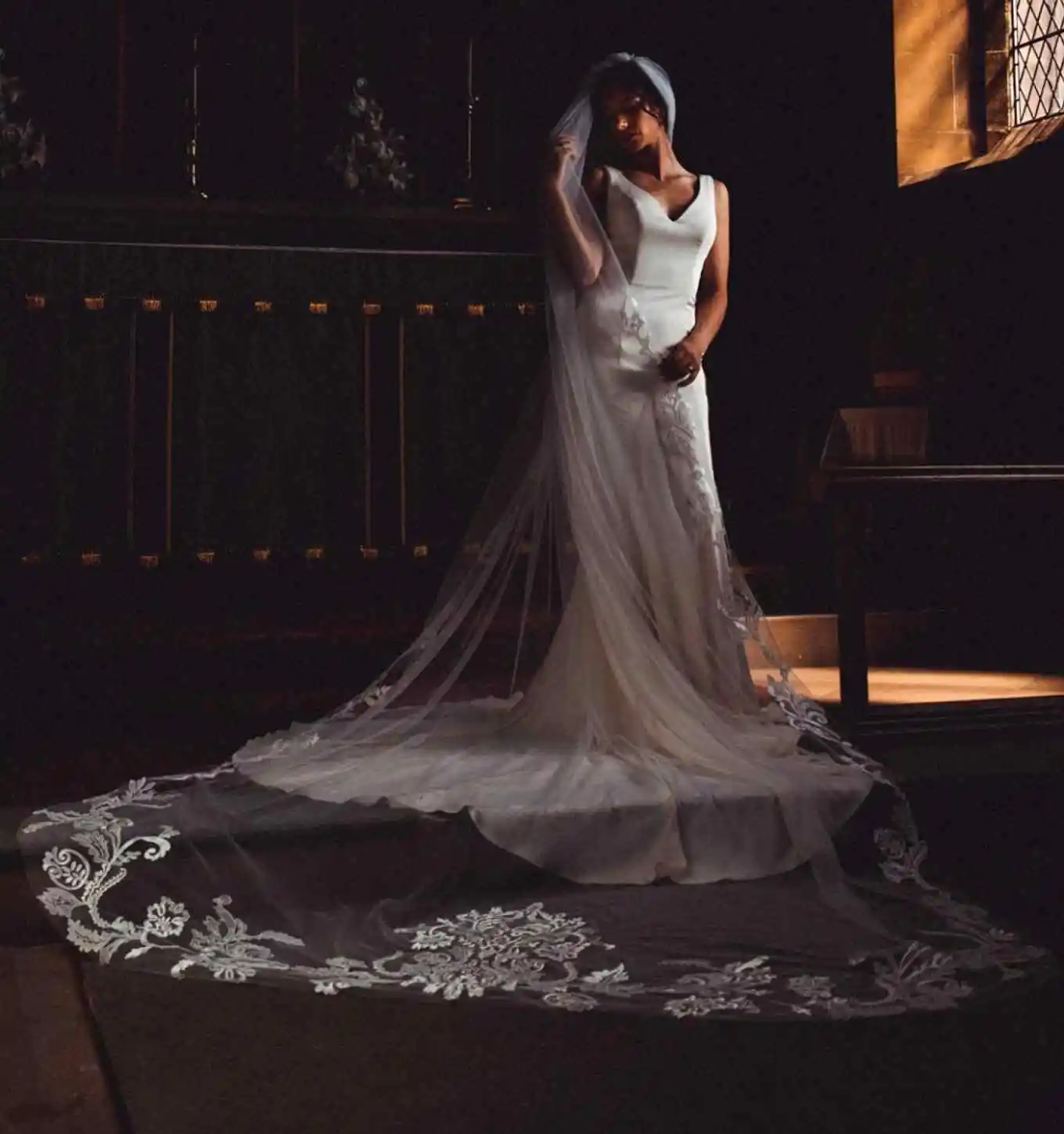 زين الحجاب الزفاف 3M تول طبقة واحدة غطاء الرأس طول الكاتدرائية اكسسوارات الزفاف الزفاف مخصص الحجاب الطويل مع مشط #1