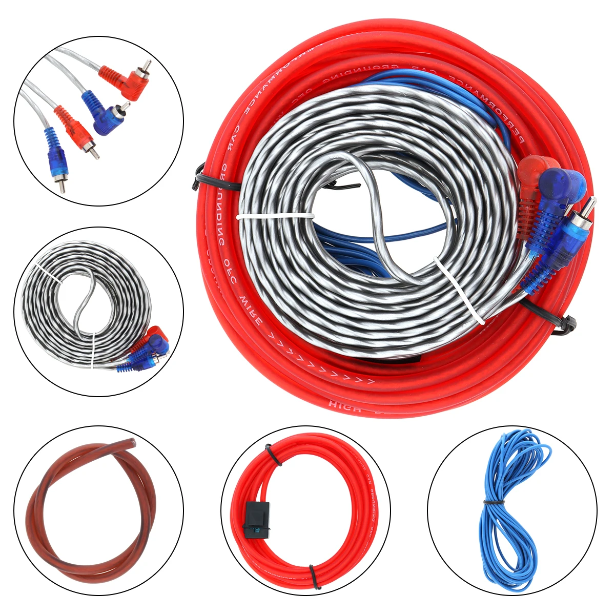 1 Set Car Audio Wire Wiring Kit Car Speaker Woofer Cables Car Power Amplifier Audio Line Power Line for Car Modification
