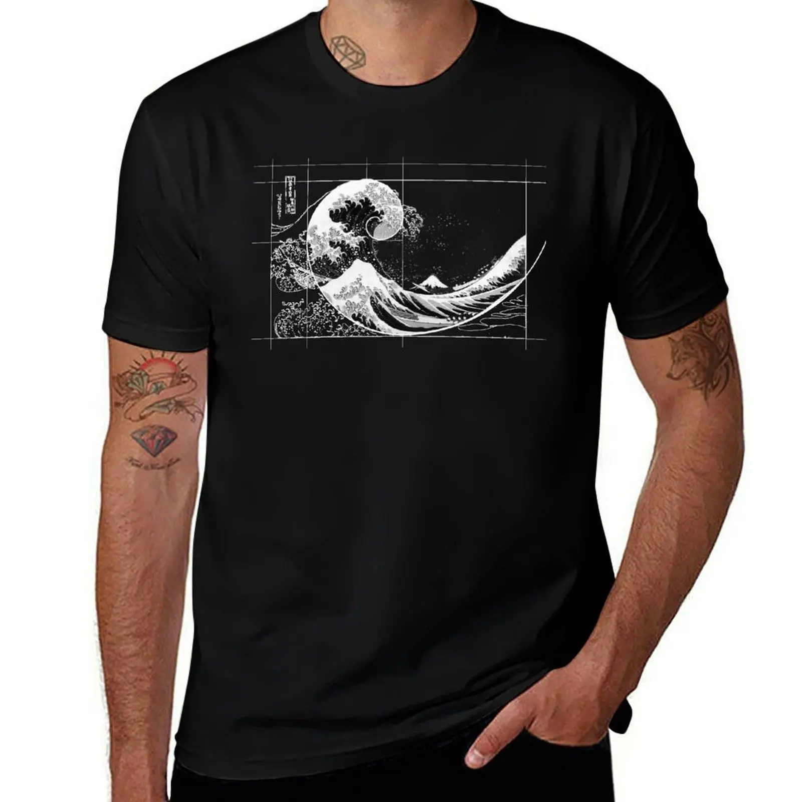 

Hokusai Meets Fibonacci, Black and WHite T-Shirt anime t shirts oversize t shirt personalised T-Shirt