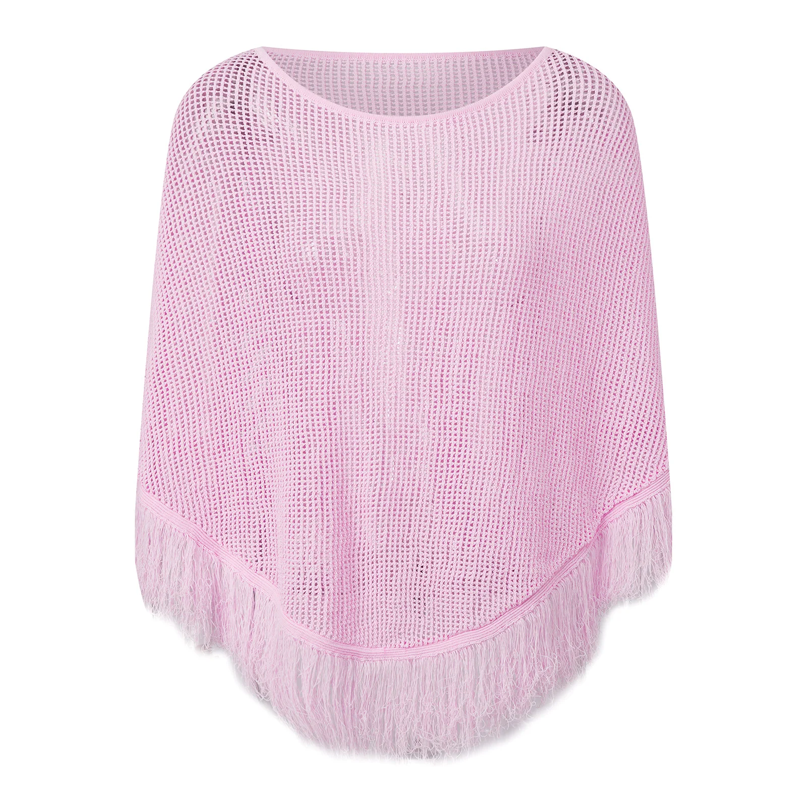 เสื้อคลุมถักสำหรับผู้หญิง ผ้าซีทรู แต่งพู่ ทรงหลวม ไม่สมมาตร เหมาะสำหรับใส่ไปเที่ยวทะเลในฤดูร้อน