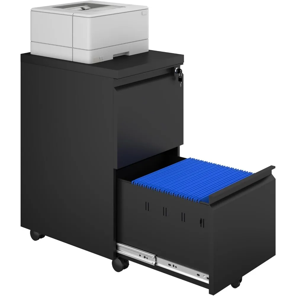

2 Drawer Black File Cabinet with Lock,29 H Small Filing Cabinet for Under Desk,Metal Mobile File Cabinet for Home Office Organiz