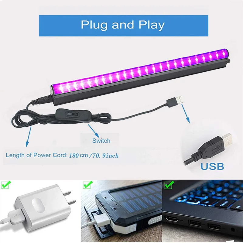 Black Light LED UV Tube Bar KTV Stage Light T5 Fluorescence Detection Purple Light UV Curing Lamp