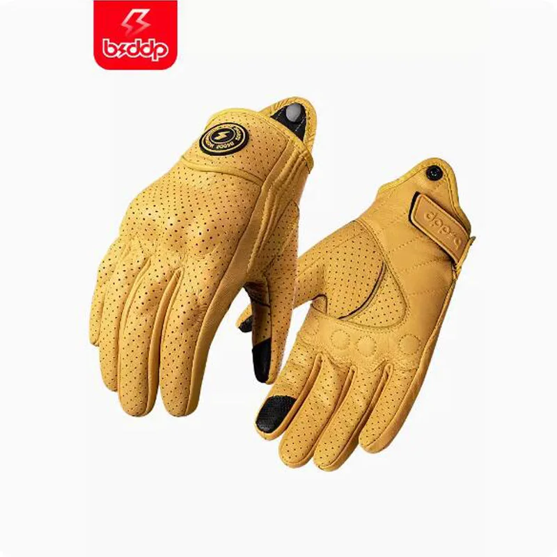 

Summer Men Women Retro Motorcycle Gloves Leather Moto Accesorios Motocicleta Gloves Biker Riding Protect Equipment Touch Screen