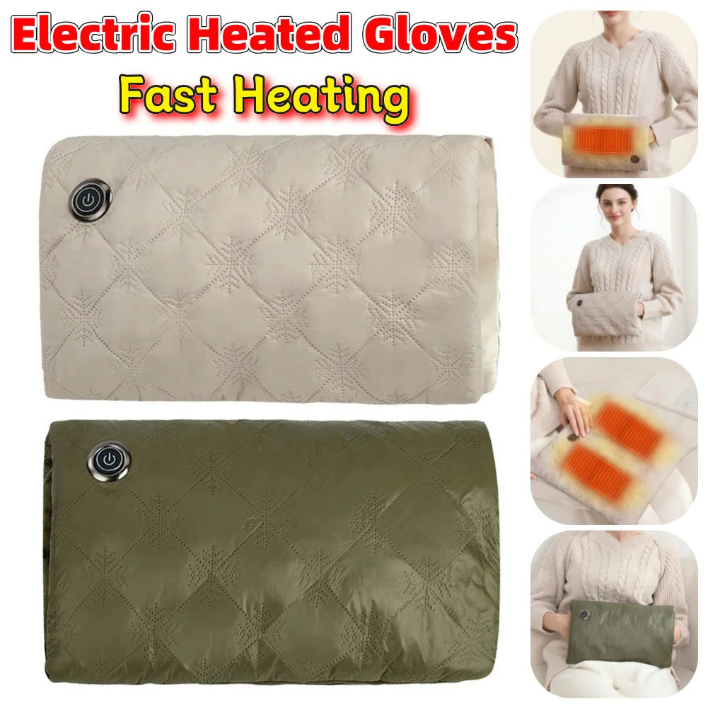 Electric Hand Warmer Electric Heated Gloves USB Charging Heated Hand Muff Soft Heating Mitts for Outdoor Camping Fishing