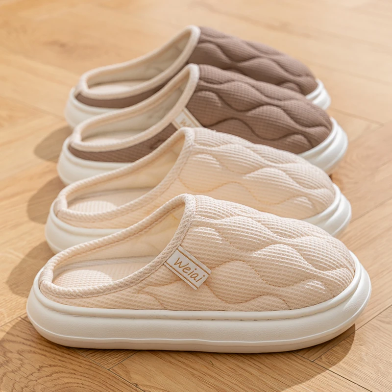 

Хлопковые льняные тапочки для домашнего использования, домашние и уличные противоскользящие дышащие тапочки для мужчин и женщин, пары, весна-осень-зима