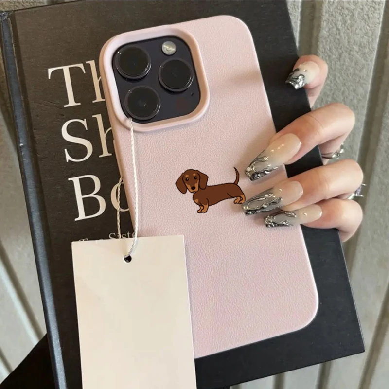 Phone Case For iPhone 11 12 13 14 15 16 17 Pro Max XS X XR 16E 16 Plus 17 Air Minimalist Brown Dachshund Pattern Soft TPU Cover - náhled 6