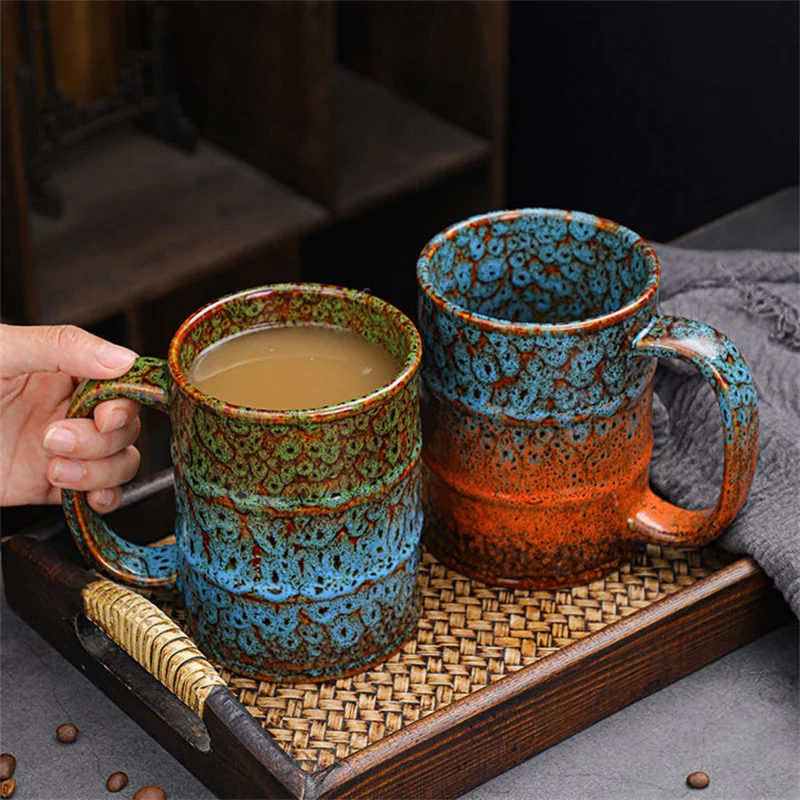 Large-capacity 600ml Kiln Glaze Oil Barrel Ceramic Coffee Mug Milk Cup Juice Handgrip Office Water Cup Drinkware image 5