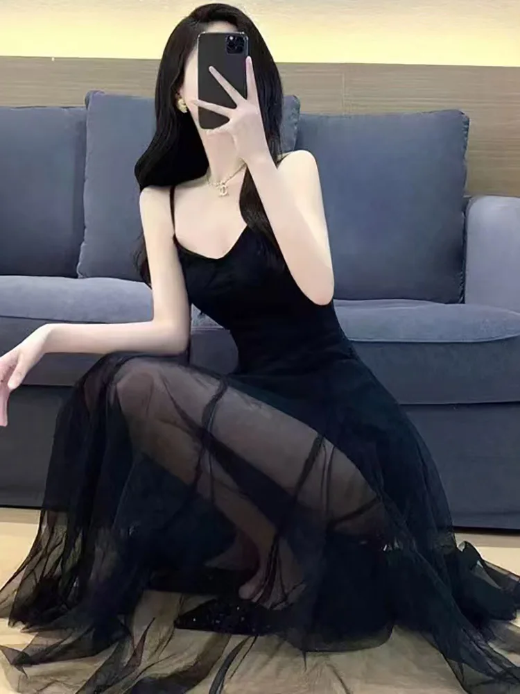 المرأة الأرجواني المخملية المرقعة شبكة شير مثير فستان طويل الخريف أنيقة شيك فستان بكتافة 2025 الكورية خمر فستان سهرة فاخر