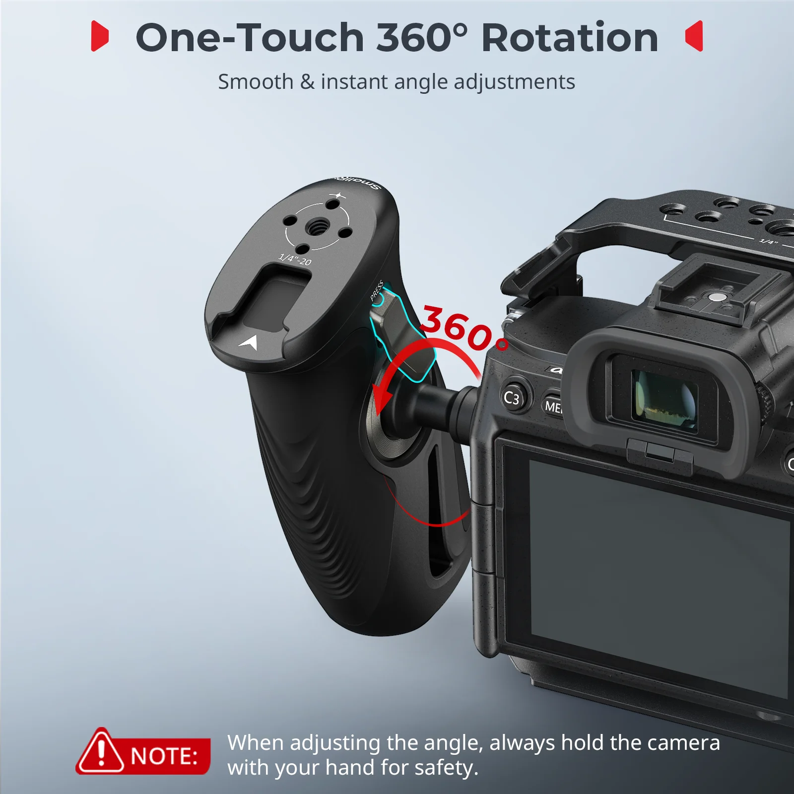 SmallRig Rotating Side Handle with NATO Clamp/ 1/4"-20 Screws Fluid Shooting Can Mount Magic Arms, Mics, Video Lights 5160