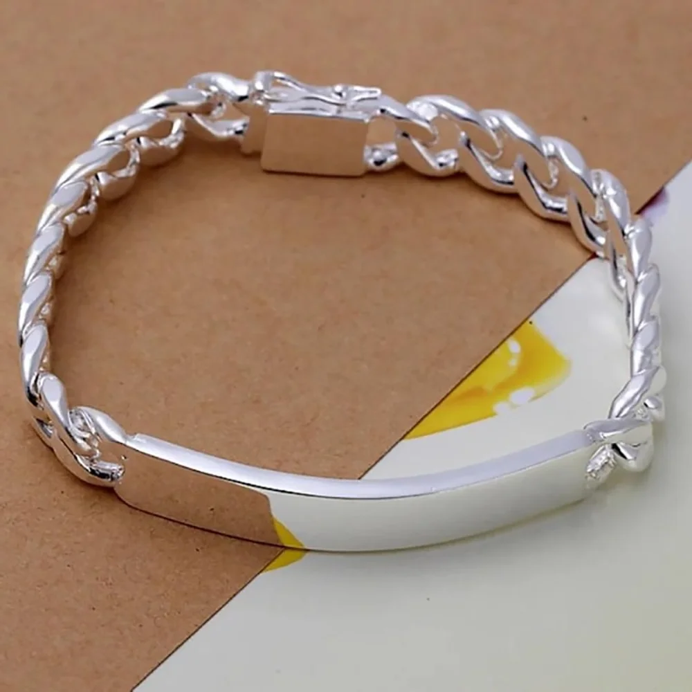 Charm Silver Color Design Noble Pretty 10mm Mens Chain Jewelry Fashion Geometric Bracelet Free Shipping Factory Price