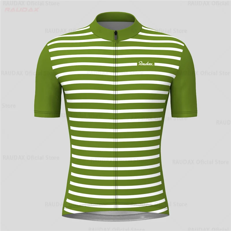 Raudax Stripe Summer Cycling Jersey Set Breathable Elastic Sleeve Bicycle Jersey Man Outdoor Sport Road Bike Cycling Clothing