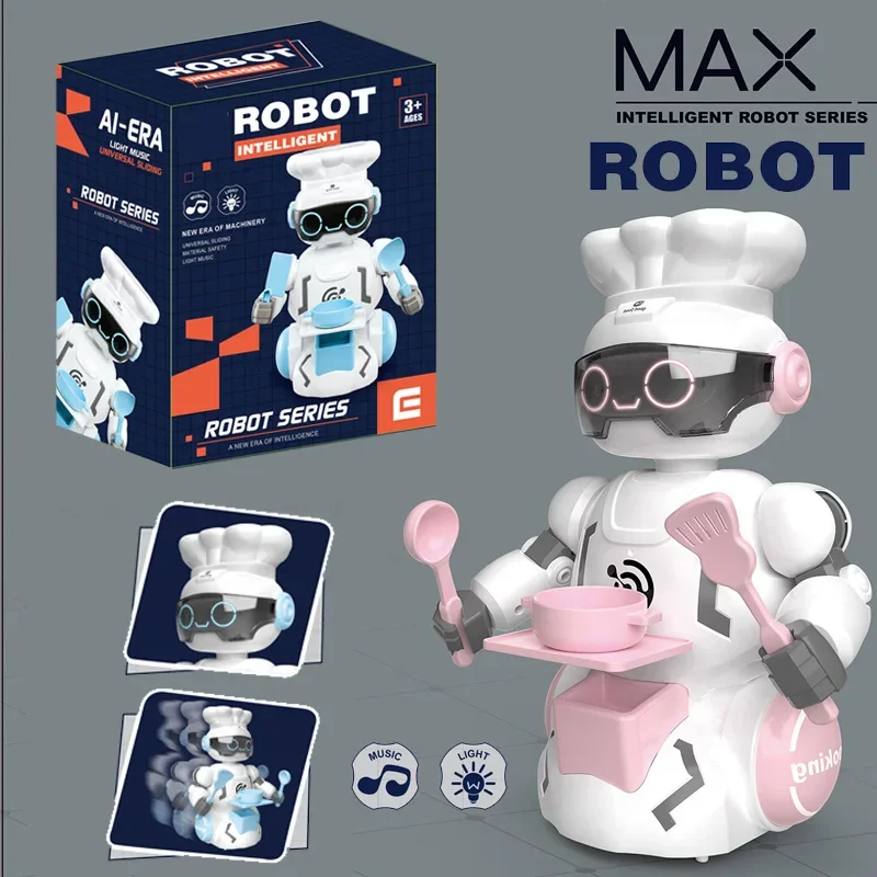 

Fun Children's Early Education Chef Robot Toys Can Call Walk Sing Light Music