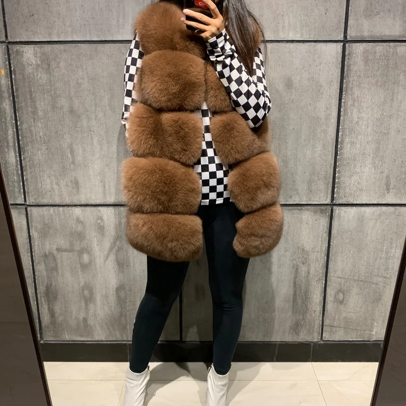 Winter New Women's Fox Fur Vest Fashion Lady Natural Fur Gilet