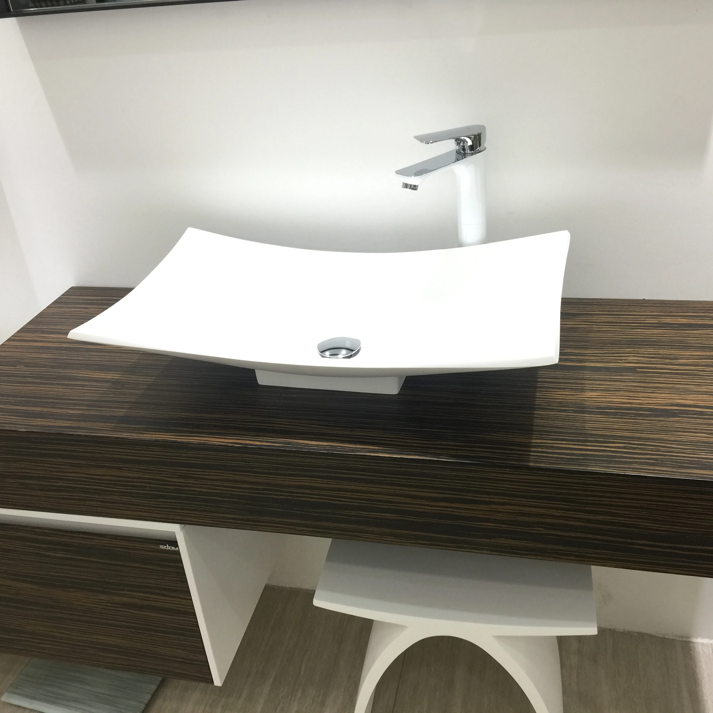 

Bathroom Counter Top Vessel Sink Solid Sureface Stone Matt White Vanity Wash Basin 3808A