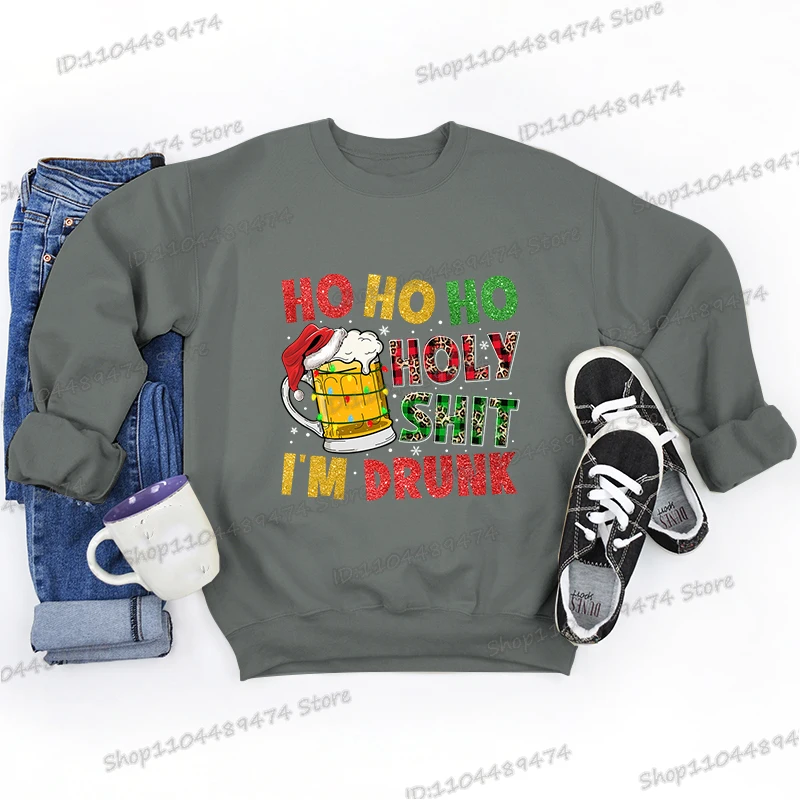 هو هو هو القرف المقدس أنا في حالة سكر مضحك طباعة بلوزات الرجال النساء فضفاض عيد الميلاد الملابس عيد الميلاد البيرة حفلة البلوز الهيب هوب القمم