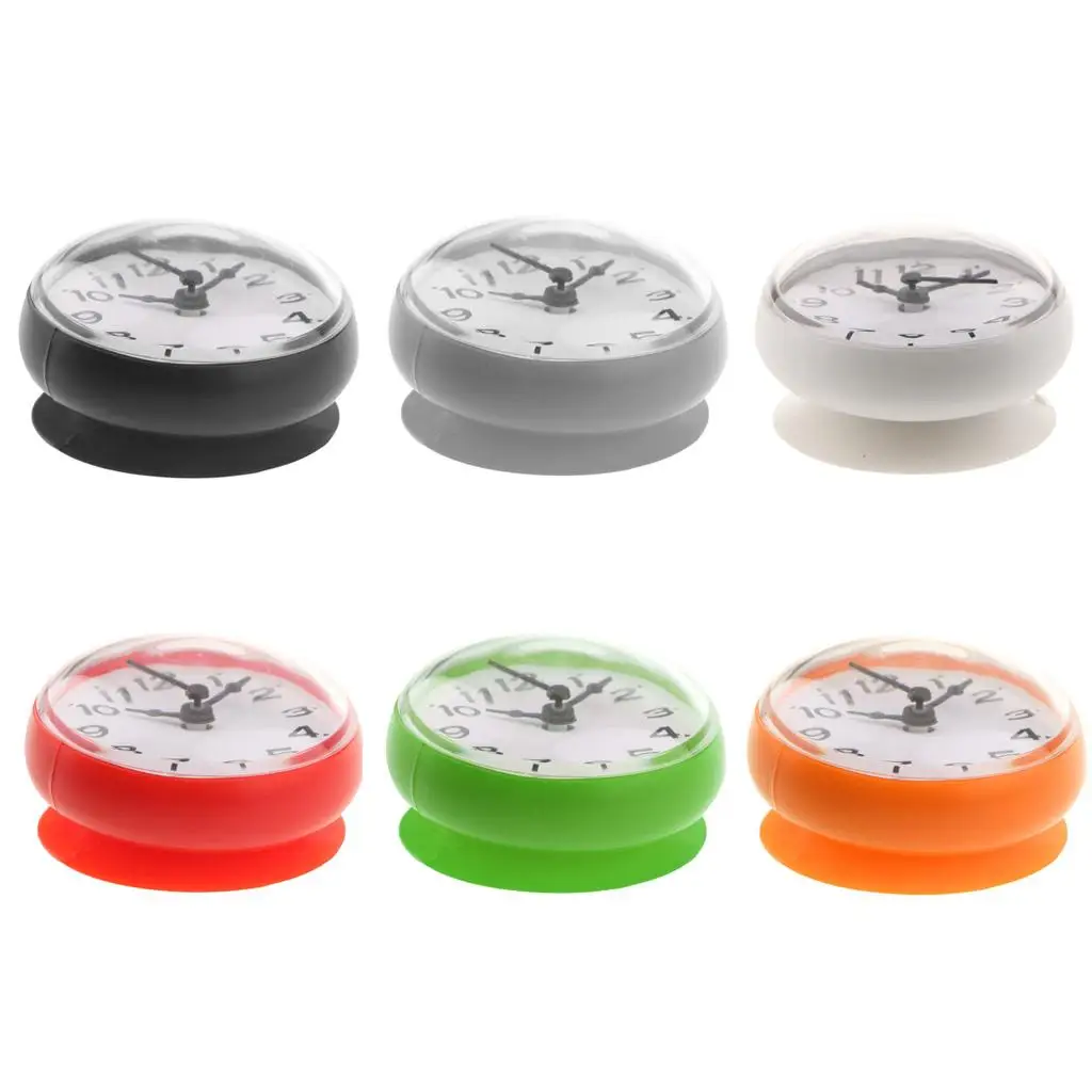 Suction Cup Clock Waterproof Small Wall Mounted Bathroom Clock Silicone Water Resistant for Kitchen Damp Spaces