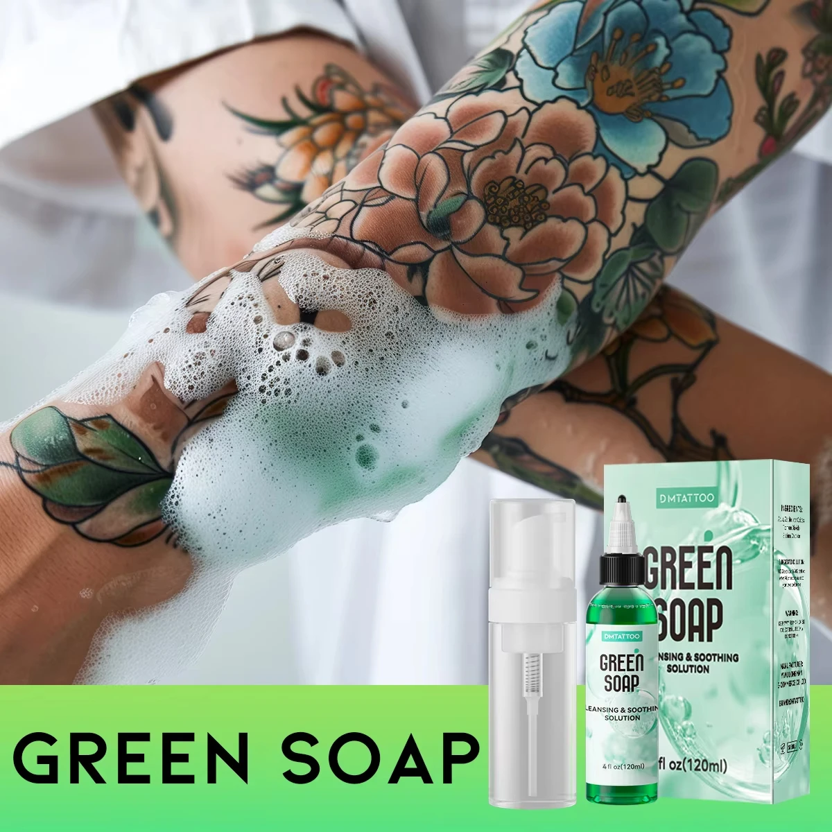 30/120ml Ultra Concentrated Green Tattoo Soap , Tattoo Soap Tattoo Supplies for Tattoos Piercings, Clean Skin Equipment view 3