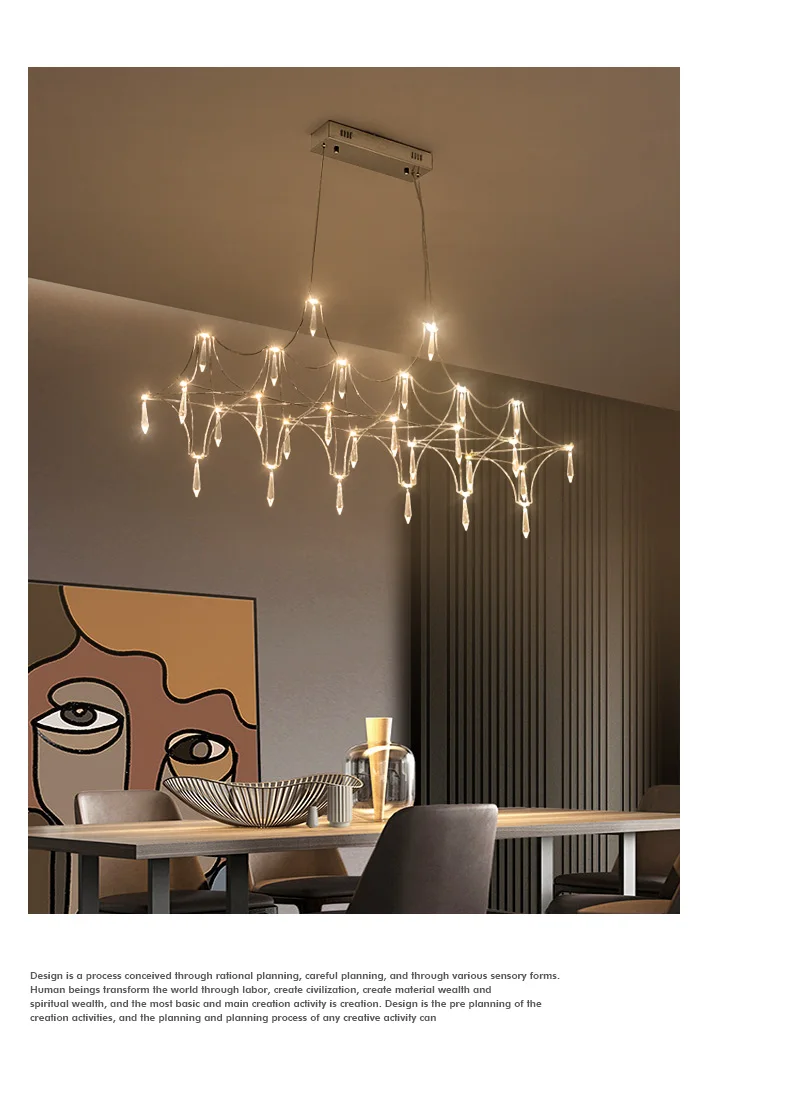 Restaurant Strip Chandelier Postmodern Light Luxury Lobby Front Desk Lamp Designer Minimalist Bar Dining Table Crystal LED Lamp