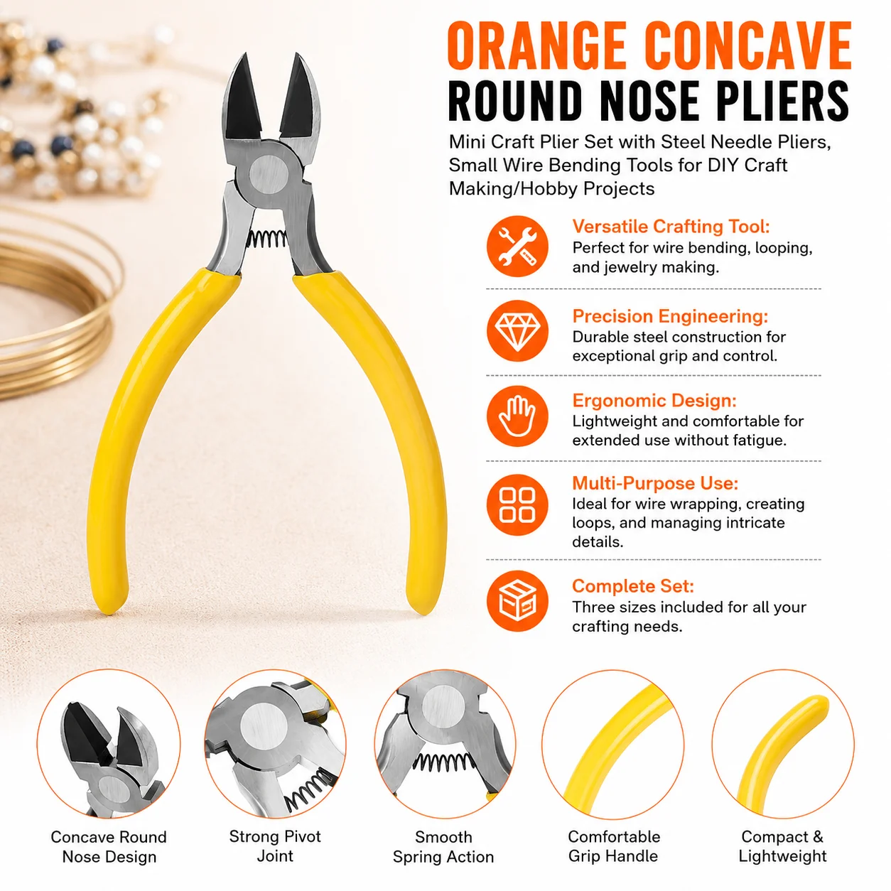 Mini Cortadores de Fio Ultra Afiados de 5 Polegadas, Pequenos Cortadores Diagonais com Mola para Cortar Artesanato e Cabos