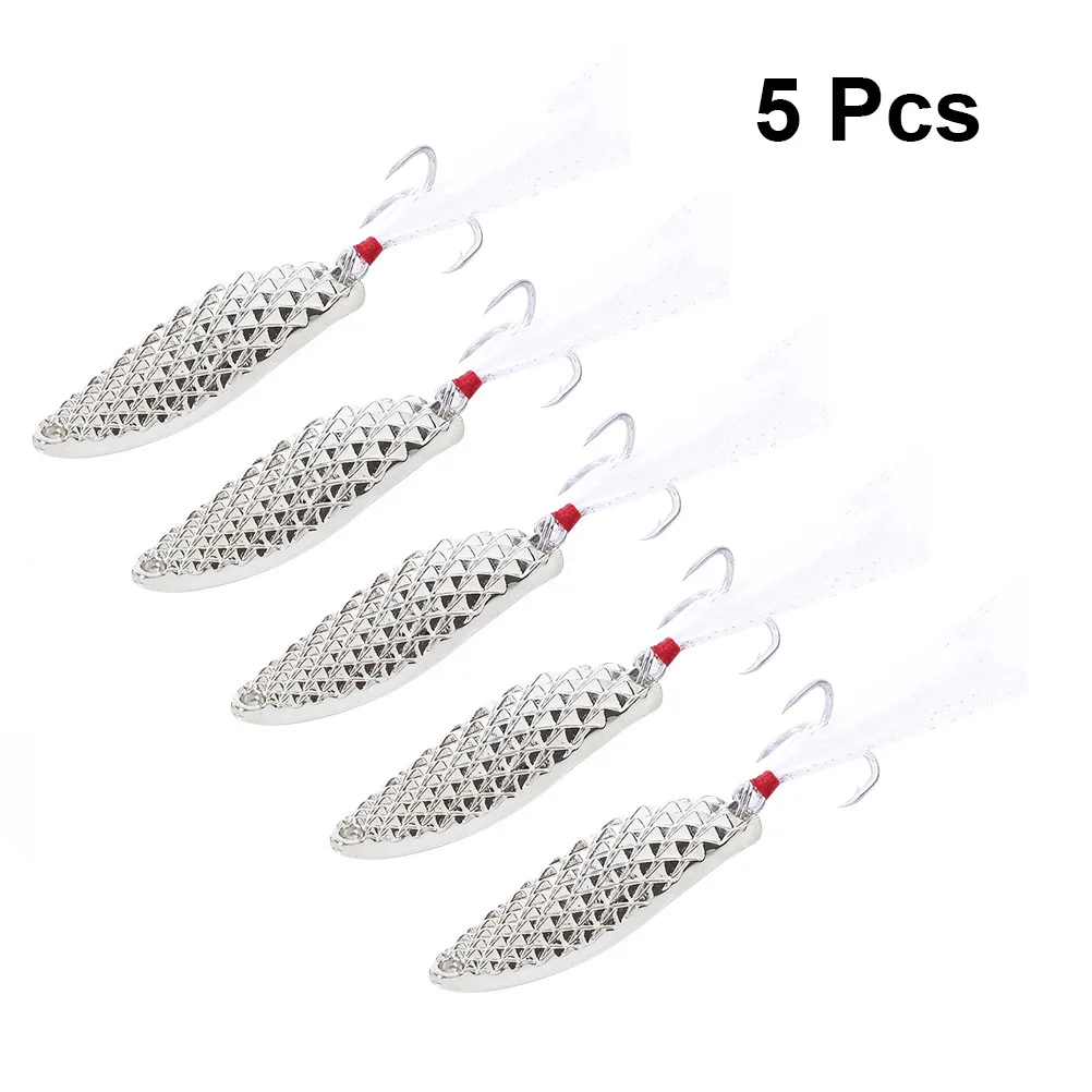 

5 Pcs Metal Bait Reflective Fishing Lure Hook Pineapple Pattern Versatile Silver