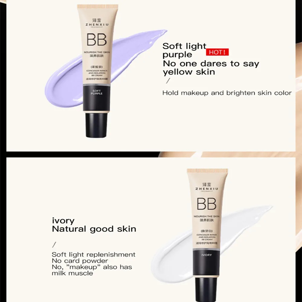 BB Cream Face Full Concealer Brighten Makeup Base CC Cream Longlasting Liquid Foundation Cream for Waterproof Face High Coverage