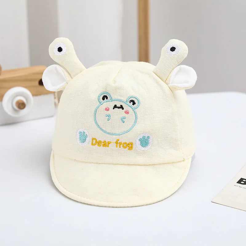 3 Colors Spring Newborn Baby Cartoon Frog Baseball Cap Pink Cotton Infant Hat for Girls Boys Outdoor Sunbonnet Headwear 0-6M