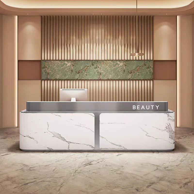 Banchi reception moderni marroni Cassetto portaoggetti dal design economico Banchi reception bianchi alti Best Long Empfangs Tresen Mobili per ufficio