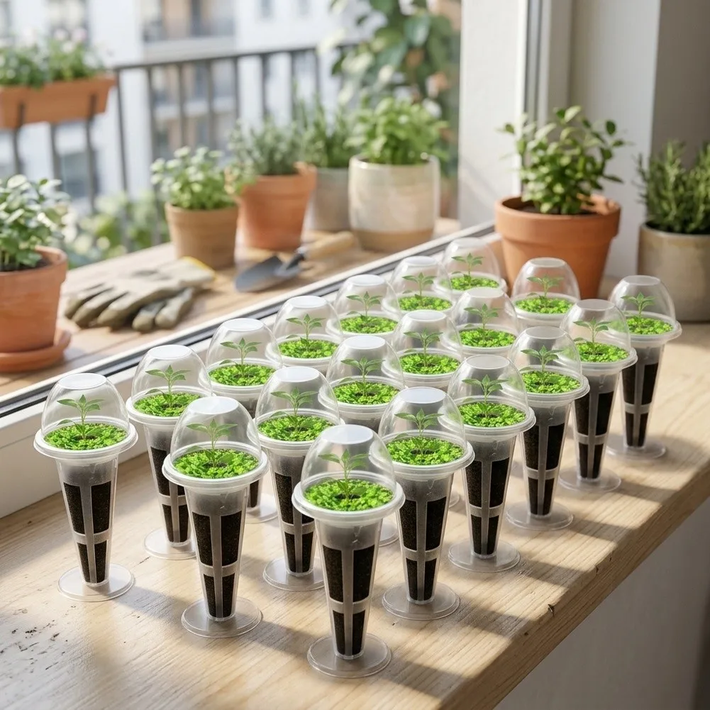 20 Unit Soilless Plant Kit Includes Grow Sponges Domes and Plant Containers Compatible with Indoor Gardening Systems