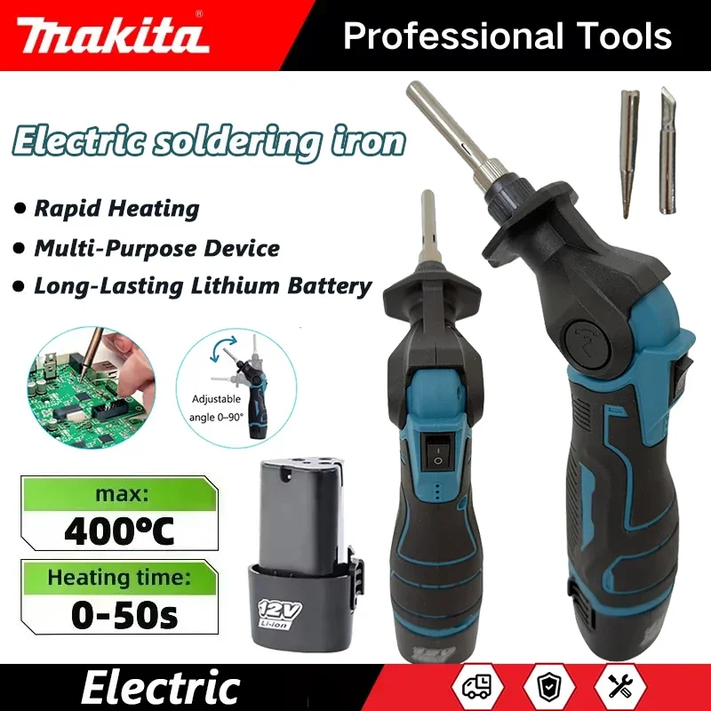 

Электрический паяльник Makita 12В с литий-ионным аккумулятором, регулируемый угол наклона 0–90° ° Портативный паяльный пистолет с постоянной температурой для сварочных работ
