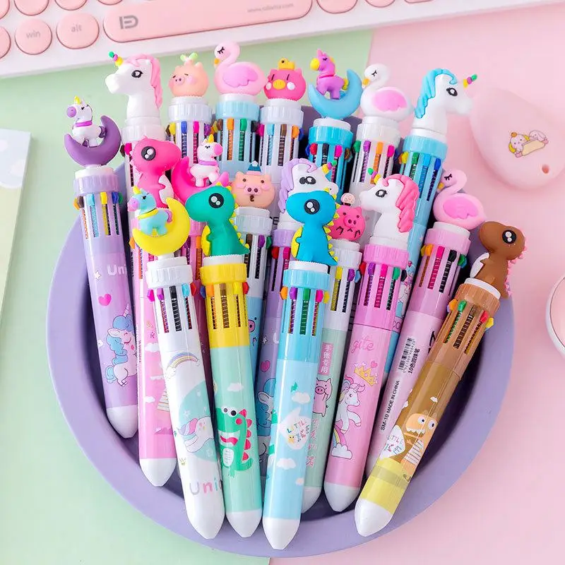 4/8/16PCS Cartoon Ballpoint Pen Gifts Dinosaur Unicorn Birthday Party Favor Prizes School Christmas Party Gifts Fillers Pinata