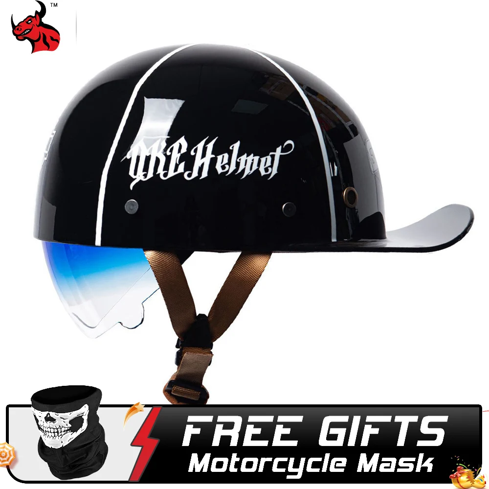 Summer Breathable Open Face Motorcycle Helmet Vintage Retro Helmets Baseball Cap Men Women Scooter Half Face Helmet With Lense