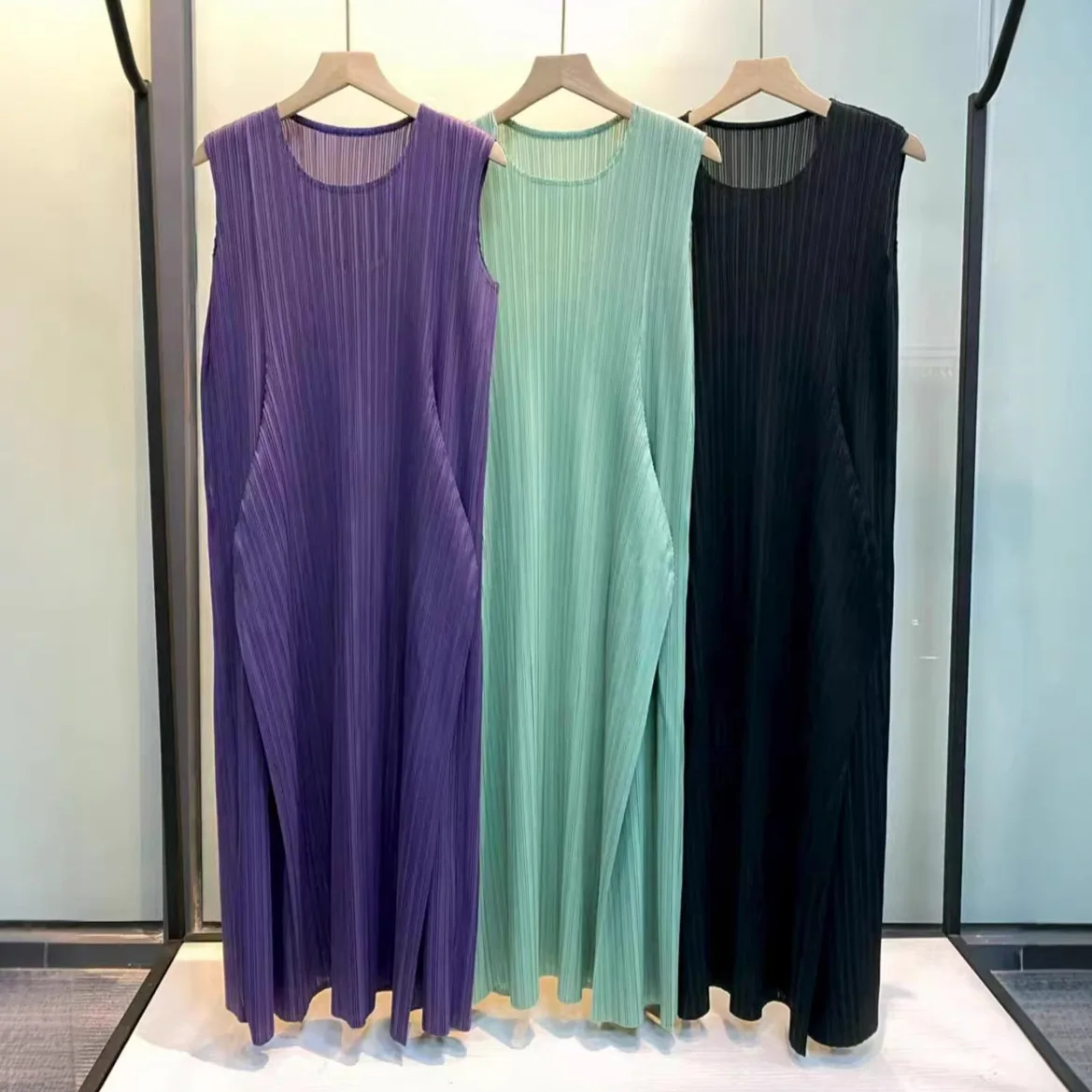 Miyake Pleated 2026 New Dress Women Senior Sense Long Dress Spring and Summer New Women's Sleeveless Undershirt Bottoming Skirt