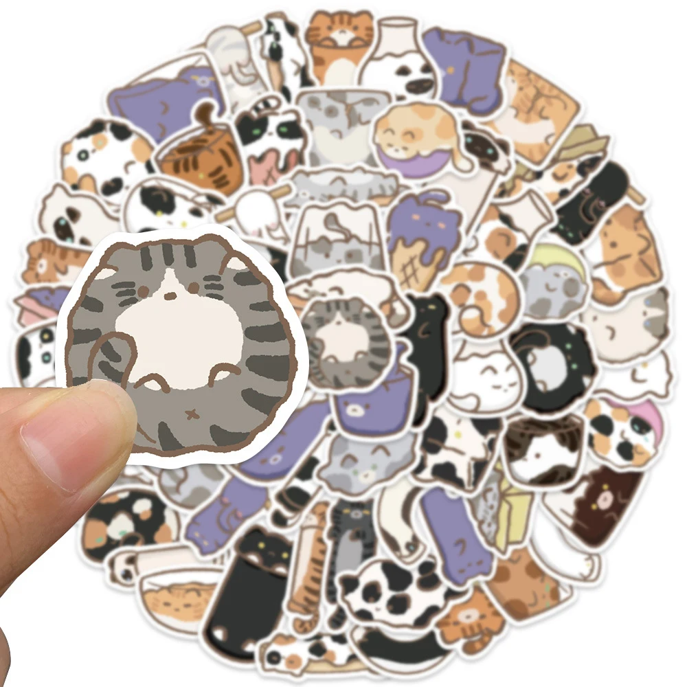 10/30/68pcs Kawaii Liquid Cat Animals Stickers Cute Cartoon Creative Decals DIY Water Bottle Suitcase Phone Graffiti Sticker Toy