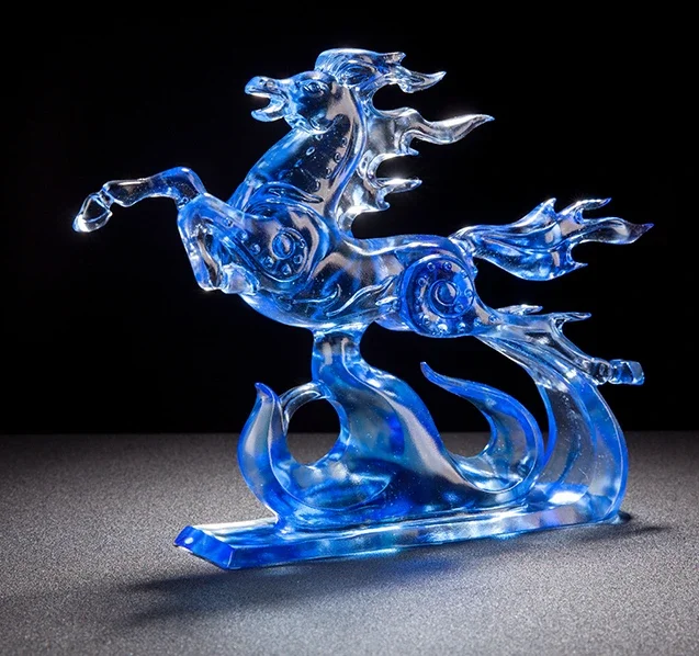 prize for color glaze glass premium souvenir decoration blue horse sculpture horse racing