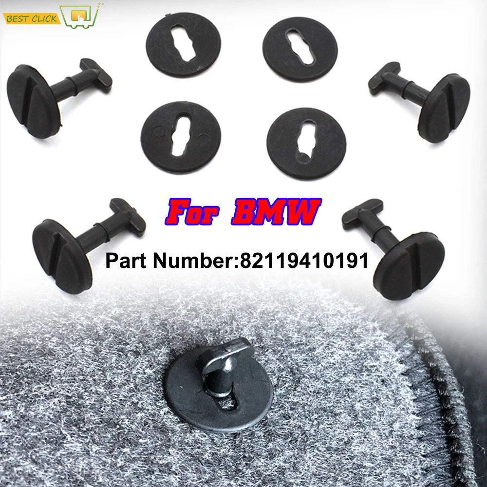 Clips torsadés avec rondelles pour tapis de voiture BMW, pinces à boucles, supports en fibre, polymères de sol, E32, E36, E46, E38, E39, 82119410191, 4 pièces